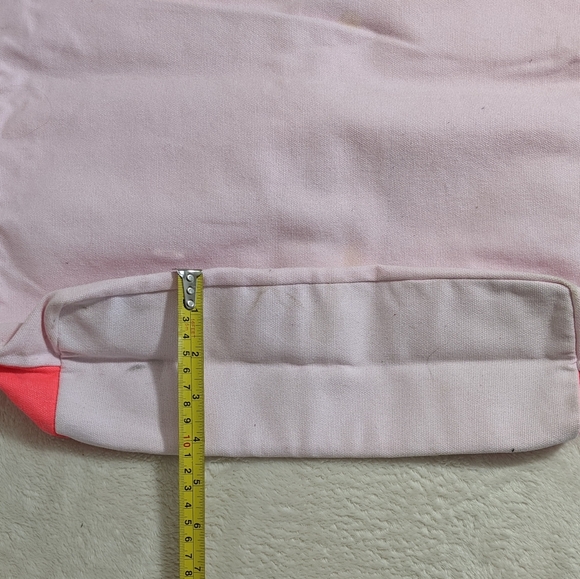 Victoria’s Secret Pink Canvas Tote Beach Bag Medium with Labeled Outer Pockets - Picture 6 of 12